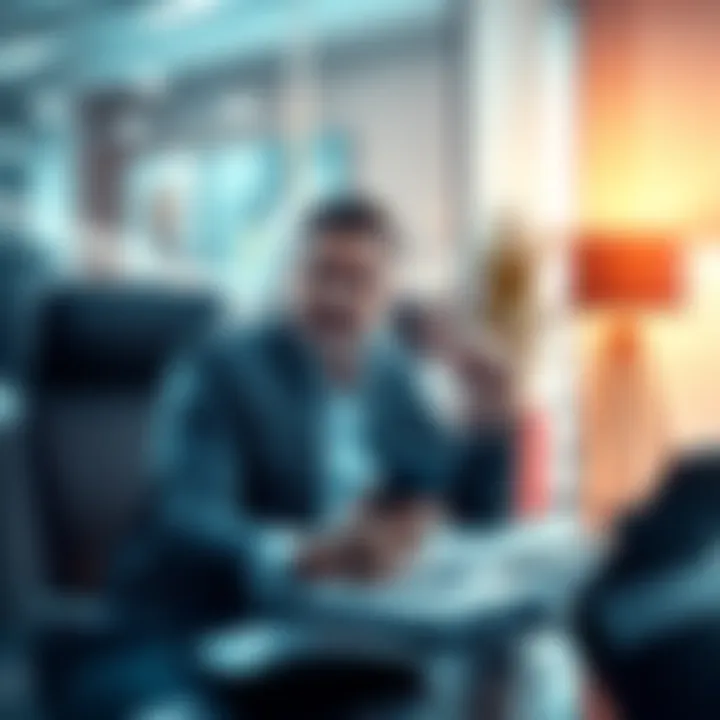 Individual thoughtfully managing their public image, looking relaxed and confident, sitting at a desk with a notebook and phone.