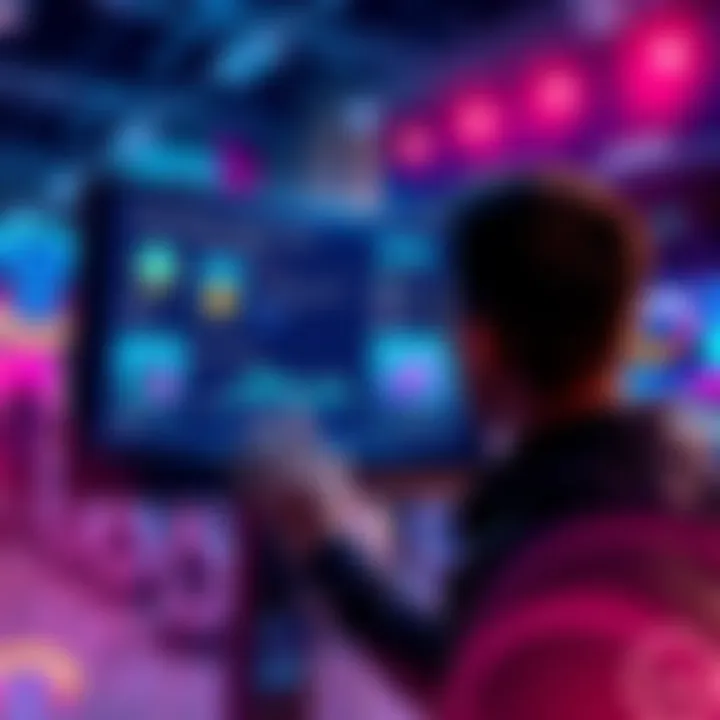 A person looking at a screen showing various event pools and tokens, pondering over spending decisions.