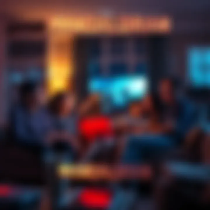 A family watches The Mandalorian together on a living room couch, sharing a joyful moment as they enjoy the show, showcasing connections through fandom.