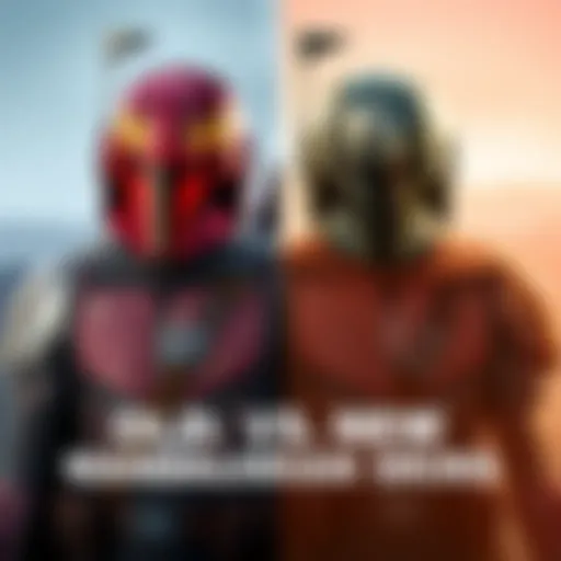 A side-by-side view of the old and new Mandalorian skins, highlighting the differences in design and color