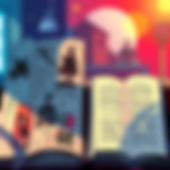 Illustration showing manga panels alongside classic novel pages, highlighting similarities in story elements