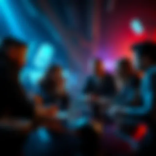 A group of people discussing the limits of violence in video games, with a focus on the Manhunt franchise.