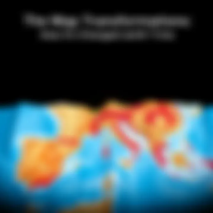 Map Changes Over Time A visual representation showing various historical maps juxtaposed with a modern map, highlighting the differences in geography and borders over time.