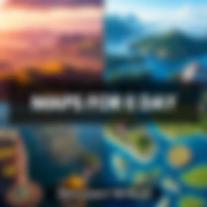 A collage of popular game maps expected to return for E Day, featuring diverse landscapes and gameplay environments.