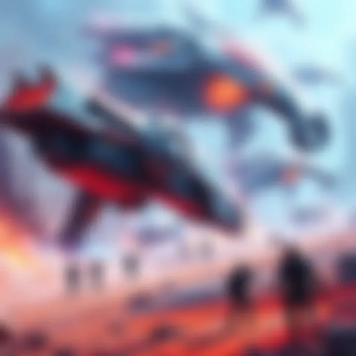 Illustration of a futuristic battlefield featuring new bosses and players engaged in PvE gameplay, highlighting the expanded Perimeter area.