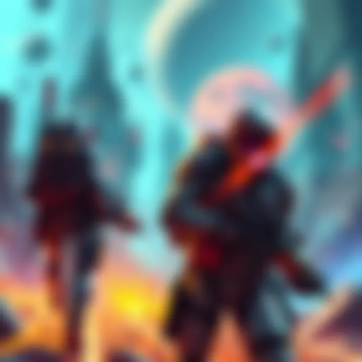 Vibrant art style showcasing characters and environments from the game Marathon