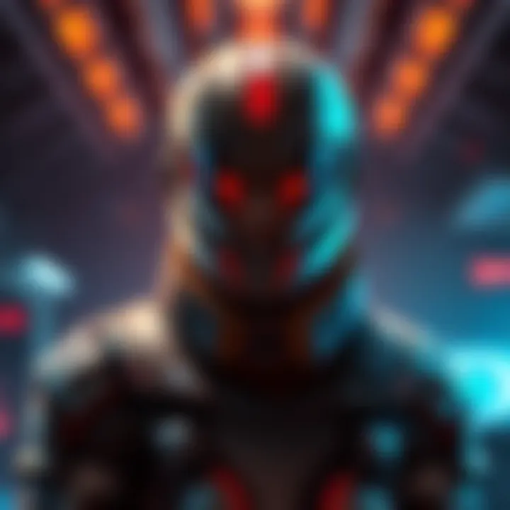 A detailed shot of a character in a futuristic setting from the Marathon game, showcasing its sleek design and vibrant colors.