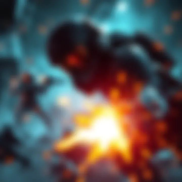 Combat action in Marathon game A player character in a combat stance, ducking behind cover while under fire in the Marathon game environment.