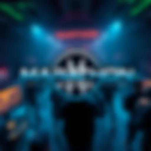 The logo of Marathon game against a backdrop of an intense gaming scene with players engaged in action