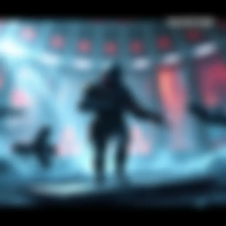 A character in a futuristic setting with weapons and maps, representing game progression in Marathon.