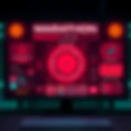 A screenshot of the Marathon game's user interface showing various design elements and features, with playful graphics reminiscent of Cruelty Squad.