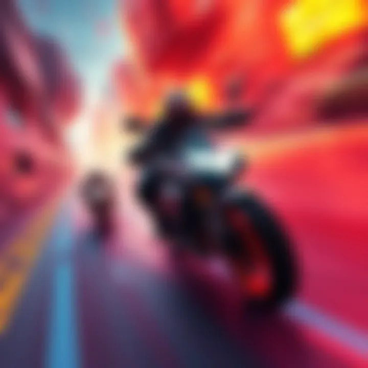 A player racing through a vibrant digital landscape in Marathon, showcasing fast-paced action and stylish graphics.