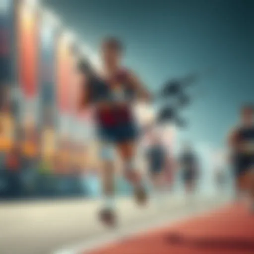 A marathon runner in action, showcasing various firearms alongside him, representing the customization features of the new marathon event in China.