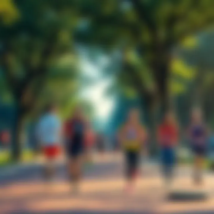 Marathon Runners Sharing Tips A group of marathon enthusiasts discussing training tips and events in a park setting