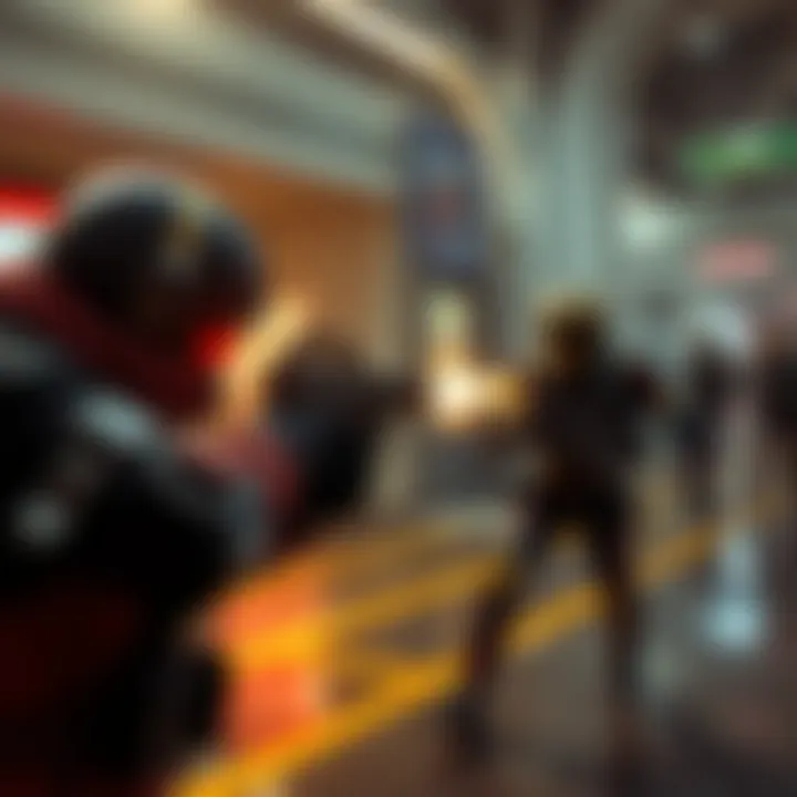 A player character in Marathon targets an opponent in a fast-paced shooting scene, highlighting the game's kill-or-be-killed dynamic.