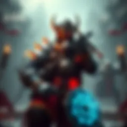 A player facing the Marauder mini boss in Eternal, showcasing its shield and aggressive stance during combat.