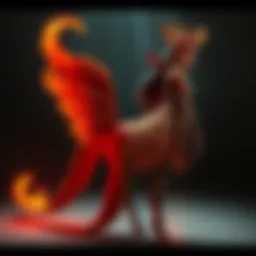 Marian Queen Art with Tail An artistic representation of the Marian queen, showcasing her distinctive tail while standing, highlighting unique design features.