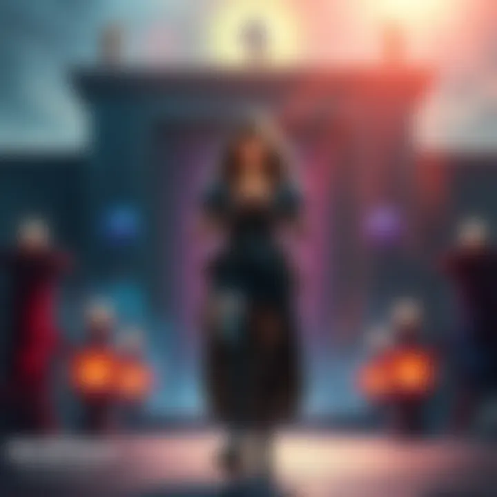 Marika at the Gate of Divinity A character named Marika stands confidently at the Gate of Divinity, holding glowing items close to her chest, surrounded by a mystical ambiance.