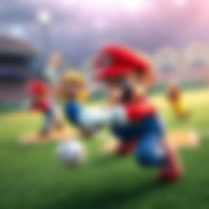 Mario and friends playing baseball on GameCube field