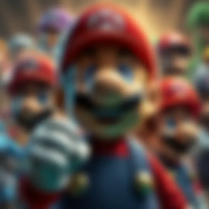 Mario and various game characters with different expressions, highlighting the discussion on game quality.