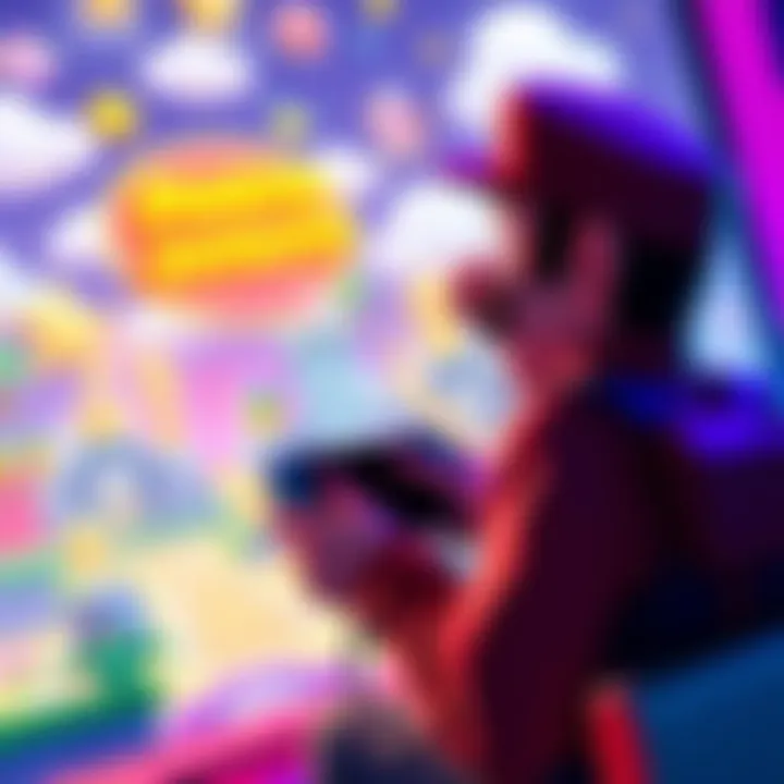 Mario Jamboree Solo Gameplay A player enjoying Mario Jamboree alone on the Nintendo Switch, surrounded by colorful game graphics and challenges.