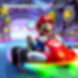 Colorful scene of Mario racing in a kart with new features from version 4.0.0 on Switch 2
