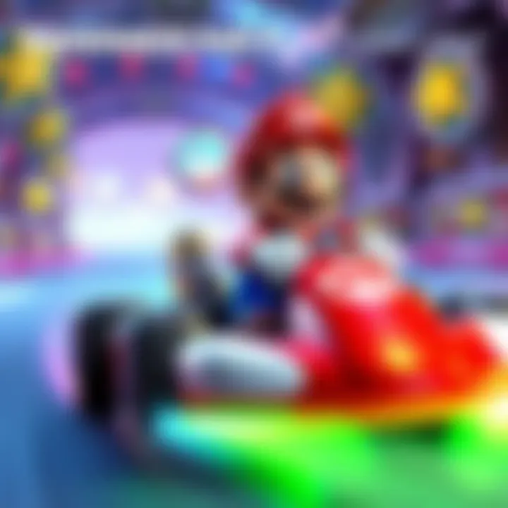 Mario Kart 8 Deluxe Update Colorful scene of Mario racing in a kart with new features from version 4.0.0 on Switch 2