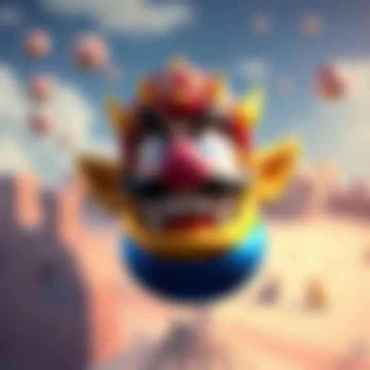 Concept art showcasing floating Wario head from canceled Mario Smash for Virtual Boy