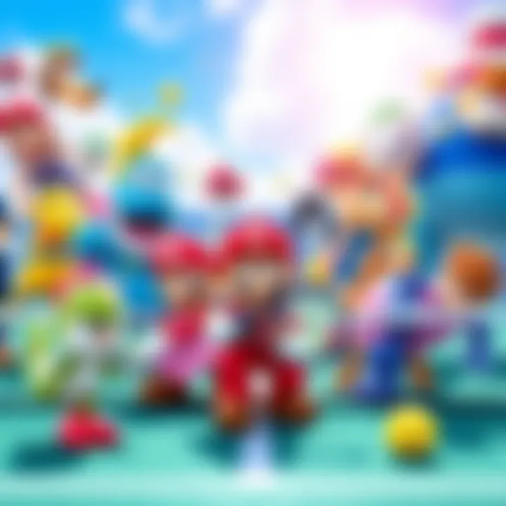 Mario Tennis Characters A colorful lineup showcasing various characters from Mario Tennis on Switch 2, each displaying unique skills and personalities on the tennis court.