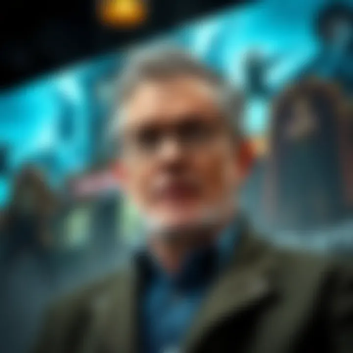 Film critic Mark Kermode discussing the TLOU2 series adaptation with a backdrop of film scenes and characters.