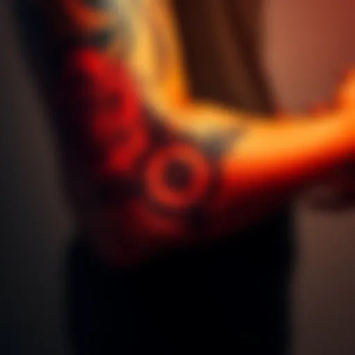 A detailed tattoo design showcasing the Mark of the Outsider on a person's forearm, highlighting unique placement ideas.