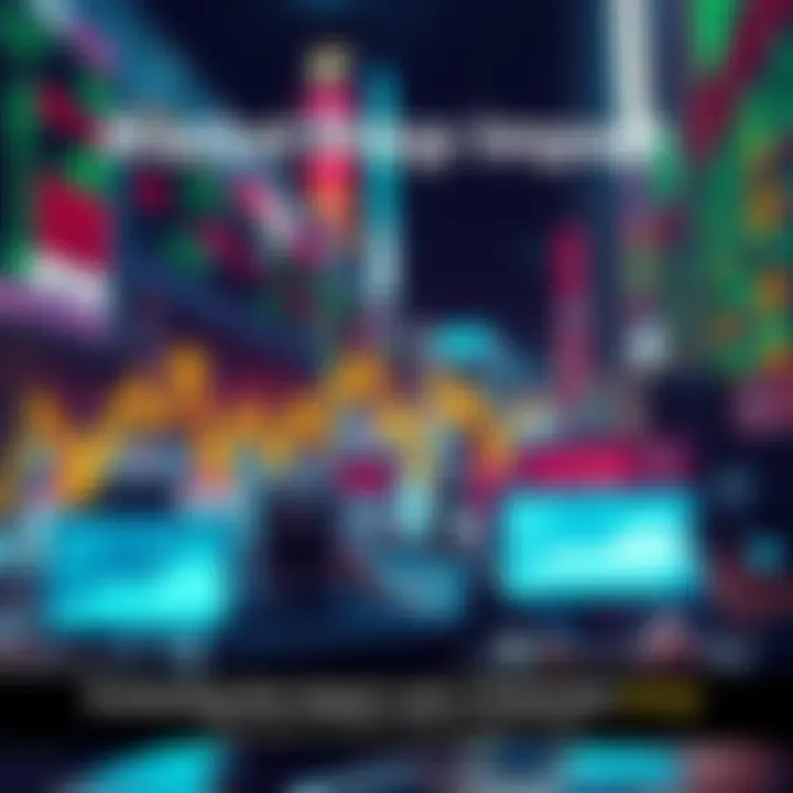 Graph showing a downward trend in the stock market with worried investors looking at their screens.