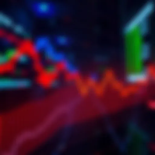 Graph showing a downward trend in market performance with arrows pointing downwards.