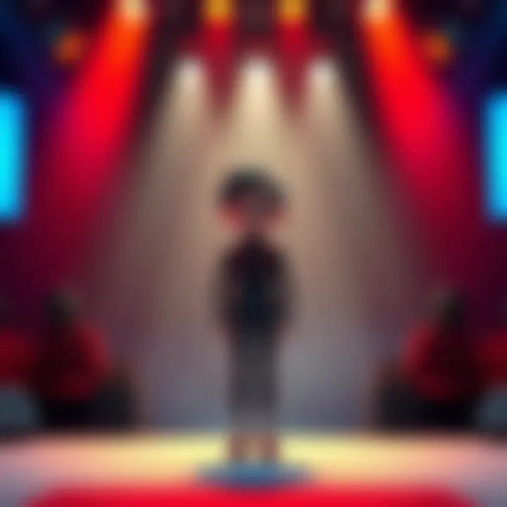 Markov on stage looking uncertain A character named Markov stands on an empty stage, looking puzzled as fans wait for his return.