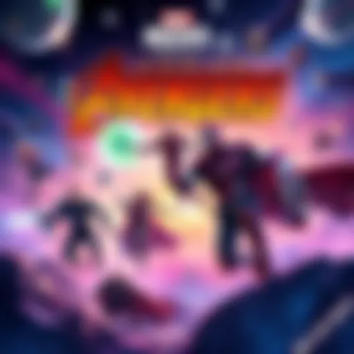 Avengers characters in action against cosmic threats in a vibrant space setting