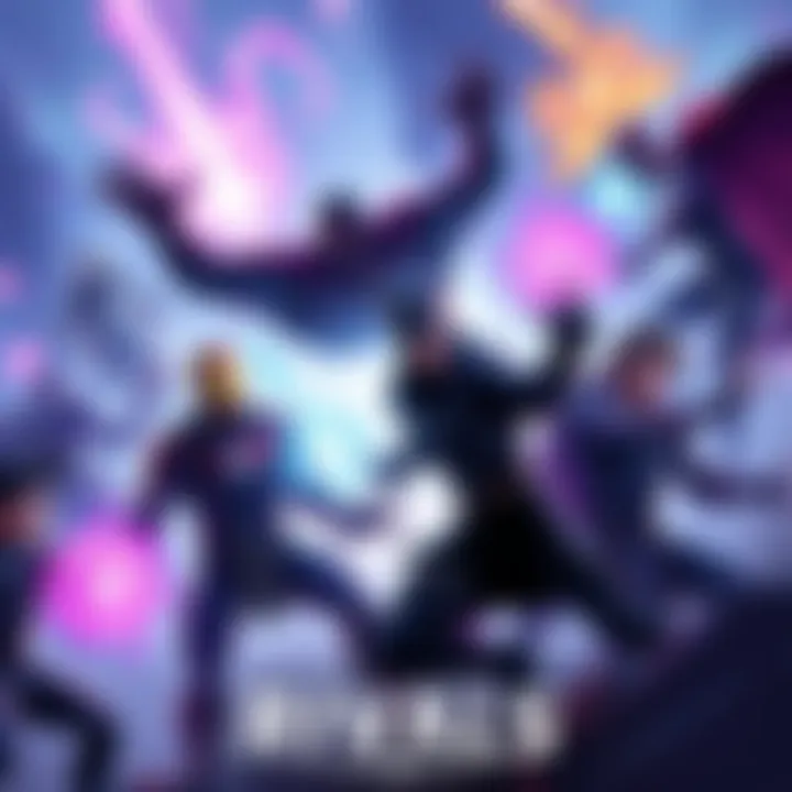 Marvel Rivals Game Concept Art Concept art of characters from Marvel Rivals, showcasing their unique powers in an action-packed scene