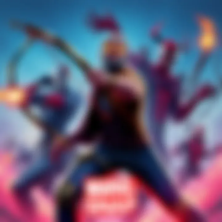 A vibrant illustration of unique Marvel characters including Hawkeye and Carnage in action poses from the game Marvel Snap.