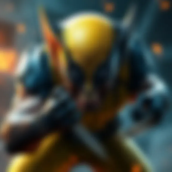 Stunning graphic of Marvel's Wolverine in action, showcasing claws and combat scenes