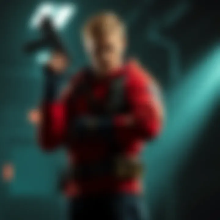 Marvin Branagh stands heroically, showcasing bravery in a tense scene from Resident Evil, holding a weapon with determination in his eyes.