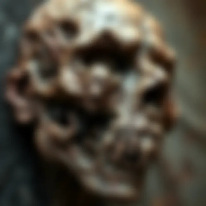 A close-up of a disturbing mask made from decaying material, evoking shock and curiosity about its origin.