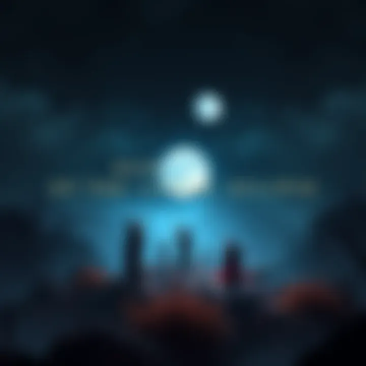 Cover art of Mask of the Lunar Eclipse showing a dark, eerie landscape with a full moon and mysterious characters