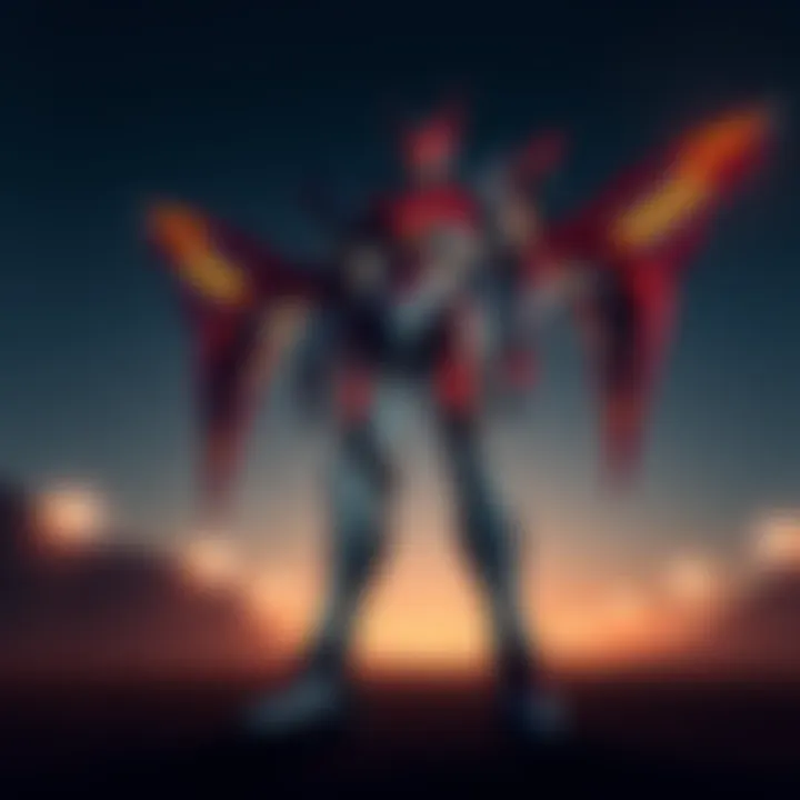 A sleek and powerful Mass Production Evangelion standing tall, showcasing its impressive design and aesthetics, appealing to fans of the original creation.