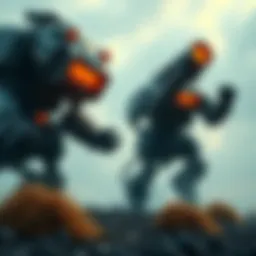 Massive mechs harvesting on Blue Gate Large robotic machines seen collecting resources on Blue Gate