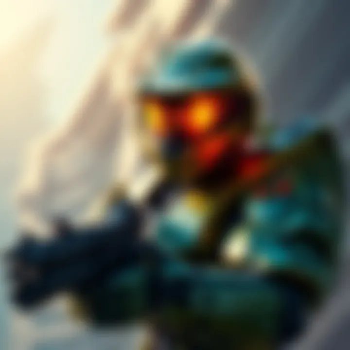 Master Chief character from Halo trilogy in combat pose with a futuristic background