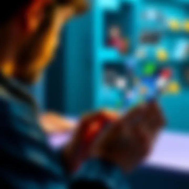 A person using various Microsoft mobile apps on a smartphone, looking focused and productive.