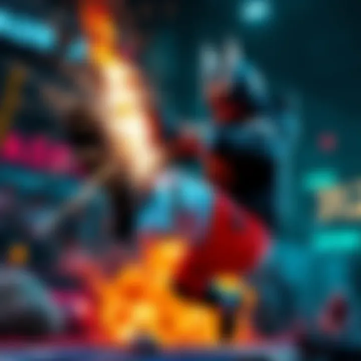 A dynamic scene showcasing a character executing a powerful slam attack in an Xbox game, emphasizing intense action and game mechanics.