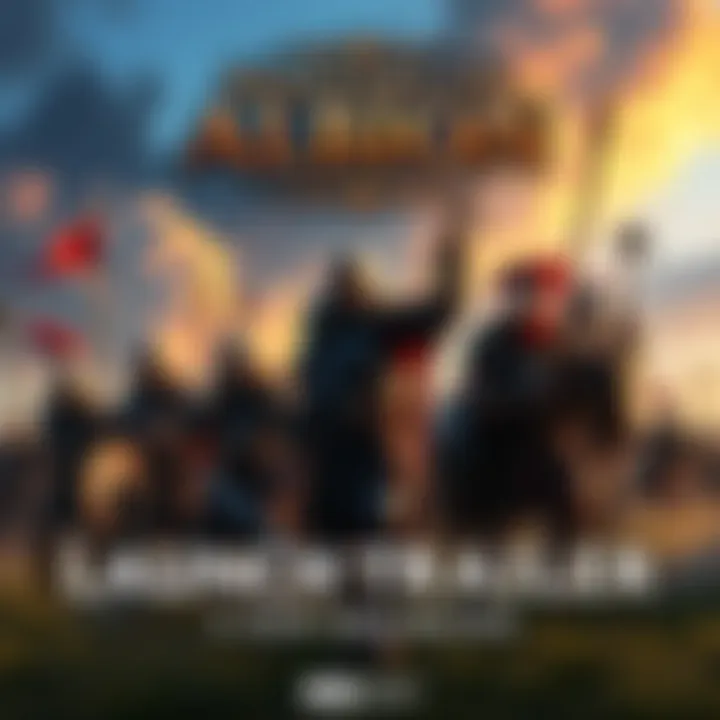 A group of warriors ready for battle in the world of Masters of Albion, showcasing intense action and vibrant landscapes.