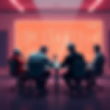 Group of mathematicians gathered around a table, engaging in discussion about potential prime numbers and research methods