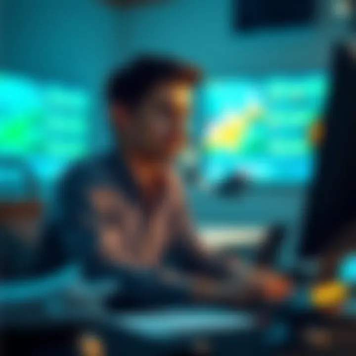 Matpat Analyzing a Topic Matpat sitting in front of a computer, looking engaged while analyzing notes and videos related to a new topic for his show.