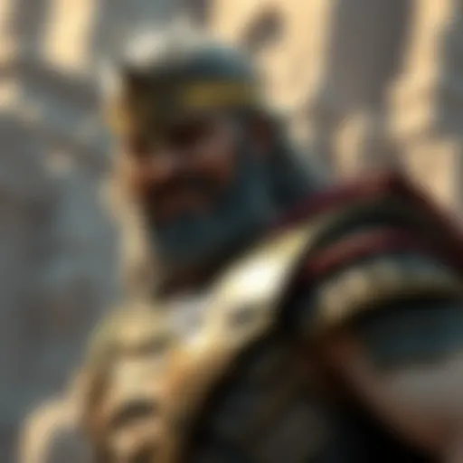 A depiction of Matt Damon as Odysseus in armor, showcasing the newly leaked skin design for fans in the gaming community.